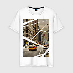 Футболка хлопковая мужская NY Taxi, цвет: белый
