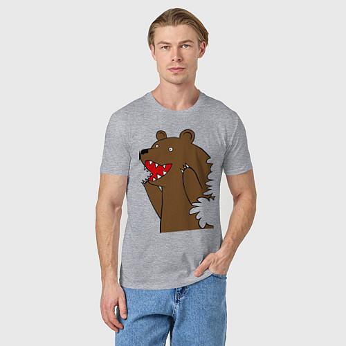 Мужская футболка Медведь цензурный / Меланж – фото 3