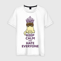 Футболка хлопковая мужская Keep Calm & Hate Everyone, цвет: белый