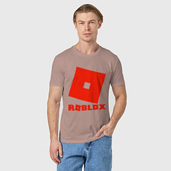 Футболка хлопковая мужская Roblox Logo, цвет: пыльно-розовый — фото 2