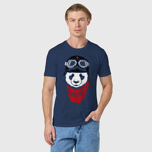 Мужская футболка Панда байкер / Тёмно-синий – фото 3