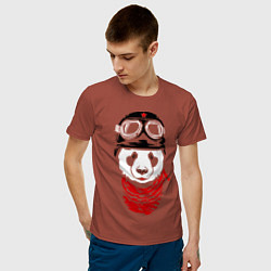 Футболка хлопковая мужская Панда байкер, цвет: кирпичный — фото 2