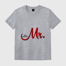 Футболка хлопковая мужская Mr. Just married, цвет: меланж