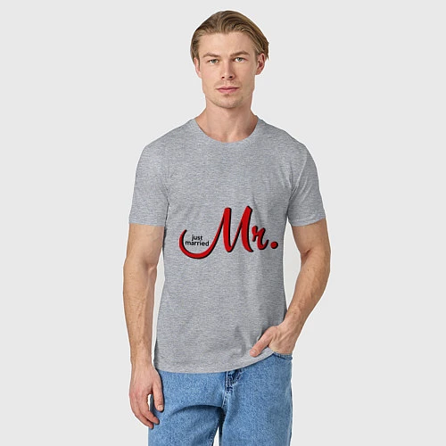 Мужская футболка Mr. Just married / Меланж – фото 3