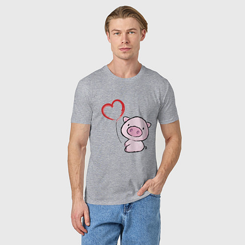 Мужская футболка Pig Love / Меланж – фото 3