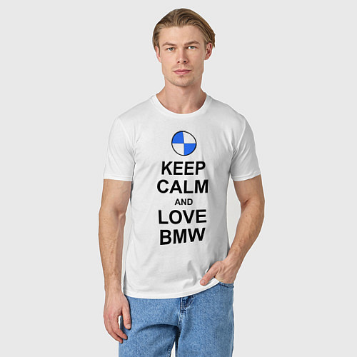 Мужская футболка Keep Calm & Love Bmw / Белый – фото 3