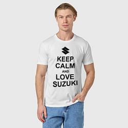 Футболка хлопковая мужская Keep Calm & Love Suzuki, цвет: белый — фото 2
