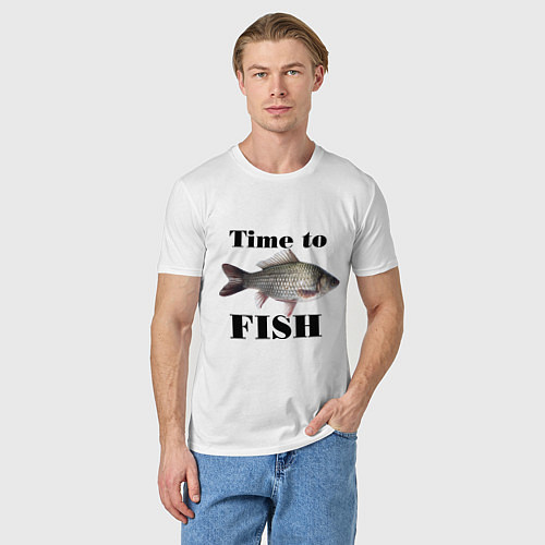 Мужская футболка Time to fish / Белый – фото 3
