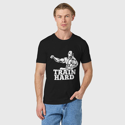 Мужская футболка Train hard / Черный – фото 3