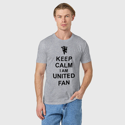 Мужская футболка Keep Calm & United fan / Меланж – фото 3