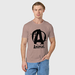 Футболка хлопковая мужская Animal Logo, цвет: пыльно-розовый — фото 2