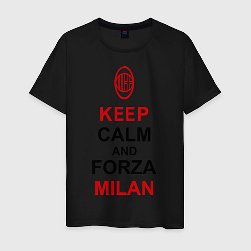 Мужская футболка Keep Calm & Forza Milan / Черный – фото 1