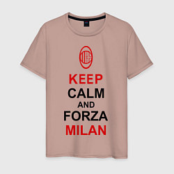 Футболка хлопковая мужская Keep Calm & Forza Milan, цвет: пыльно-розовый