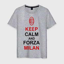 Футболка хлопковая мужская Keep Calm & Forza Milan, цвет: меланж