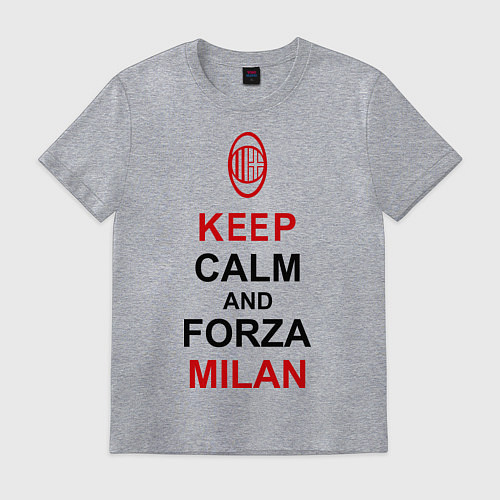 Мужская футболка Keep Calm & Forza Milan / Меланж – фото 1