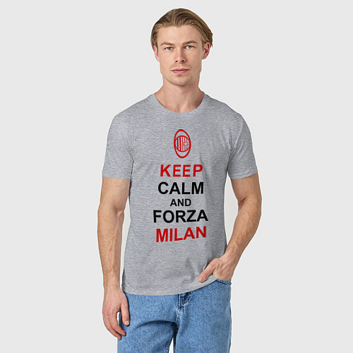 Мужская футболка Keep Calm & Forza Milan / Меланж – фото 3