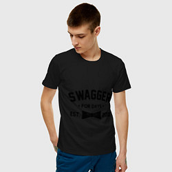 Футболка хлопковая мужская SWAGGER цвета черный — фото 2