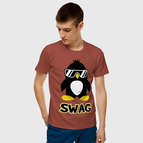 Мужская футболка SWAG Penguin / Кирпичный – фото 3