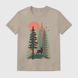 Футболка хлопковая мужская Forest Adventure, цвет: миндальный