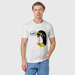 Футболка хлопковая мужская Пингвин: Linux, цвет: белый — фото 2