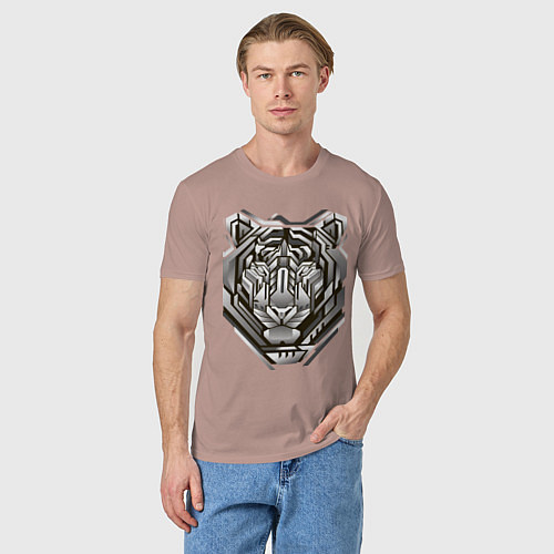 Мужская футболка Geometric tiger / Пыльно-розовый – фото 3