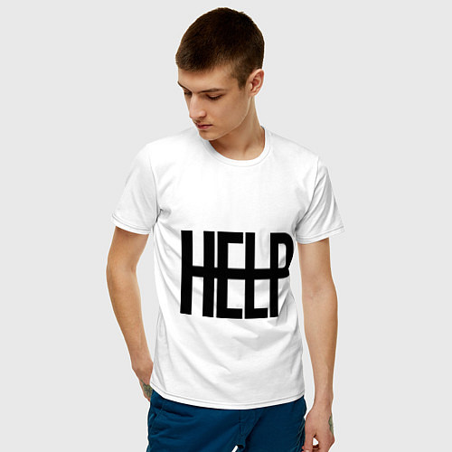 Мужская футболка Help Me / Белый – фото 3