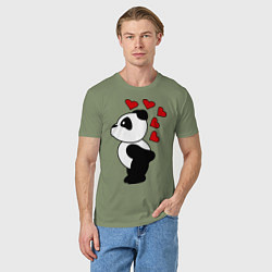 Футболка хлопковая мужская Поцелуй панды: для него, цвет: авокадо — фото 2