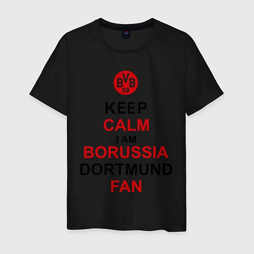 Мужская футболка Keep Calm & Borussia Dortmund fan / Черный – фото 1
