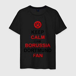 Футболка хлопковая мужская Keep Calm & Borussia Dortmund fan, цвет: черный