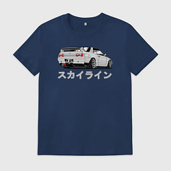 Футболка хлопковая мужская R32 GODZILLA, цвет: тёмно-синий