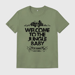 Футболка хлопковая мужская Welcome to the Jungle, цвет: авокадо