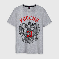 Футболка хлопковая мужская Россия, цвет: меланж