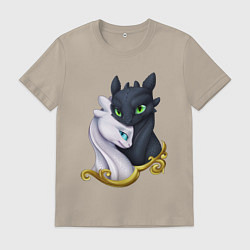 Футболка хлопковая мужская Дневная и ночная фурия, цвет: миндальный