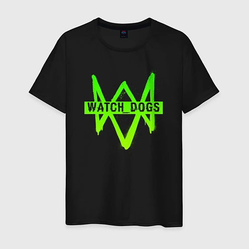 Мужская футболка Watch Dogs: Green Logo / Черный – фото 1