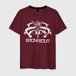 Футболка хлопковая мужская Stone Sour цвета меланж-бордовый — фото 1