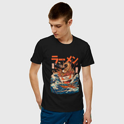 Футболка хлопковая мужская Great Ramen: Kanagawa цвета черный — фото 2