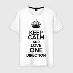 Футболка хлопковая мужская Keep Calm & Love One Direction, цвет: белый