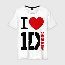 Футболка хлопковая мужская I love 1D, цвет: белый