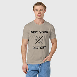 Футболка хлопковая мужская NY Detroit, цвет: миндальный — фото 2