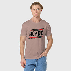 Футболка хлопковая мужская AC/DC Voltage, цвет: пыльно-розовый — фото 2
