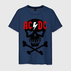 Футболка хлопковая мужская AC/DC Skull, цвет: тёмно-синий