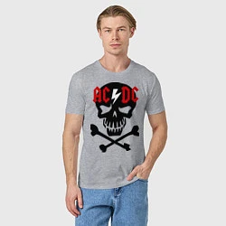 Футболка хлопковая мужская AC/DC Skull, цвет: меланж — фото 2