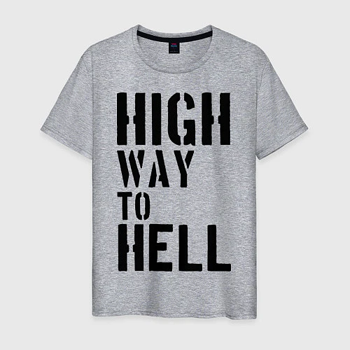Мужская футболка High way to hell / Меланж – фото 1