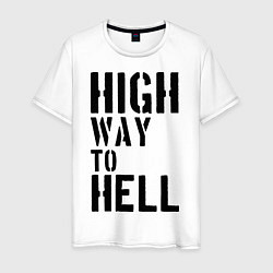 Футболка хлопковая мужская High way to hell, цвет: белый