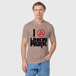Футболка хлопковая мужская I love Linkin Park, цвет: пыльно-розовый — фото 2