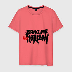 Футболка хлопковая мужская Bring me the horizon, цвет: коралловый