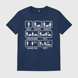 Футболка хлопковая мужская Жизнь мотоциклиста, цвет: тёмно-синий
