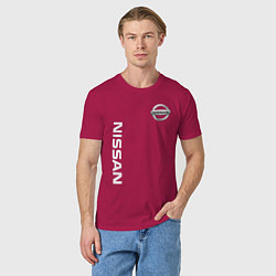 Футболка хлопковая мужская NISSAN, цвет: маджента — фото 2