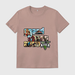 Футболка хлопковая мужская GTA 5 Stories, цвет: пыльно-розовый