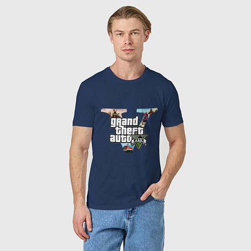Мужская футболка GTA V: City / Тёмно-синий – фото 3